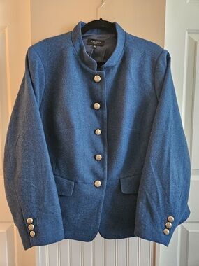 Talbots Women's Blue Button-Front Structured Jacket